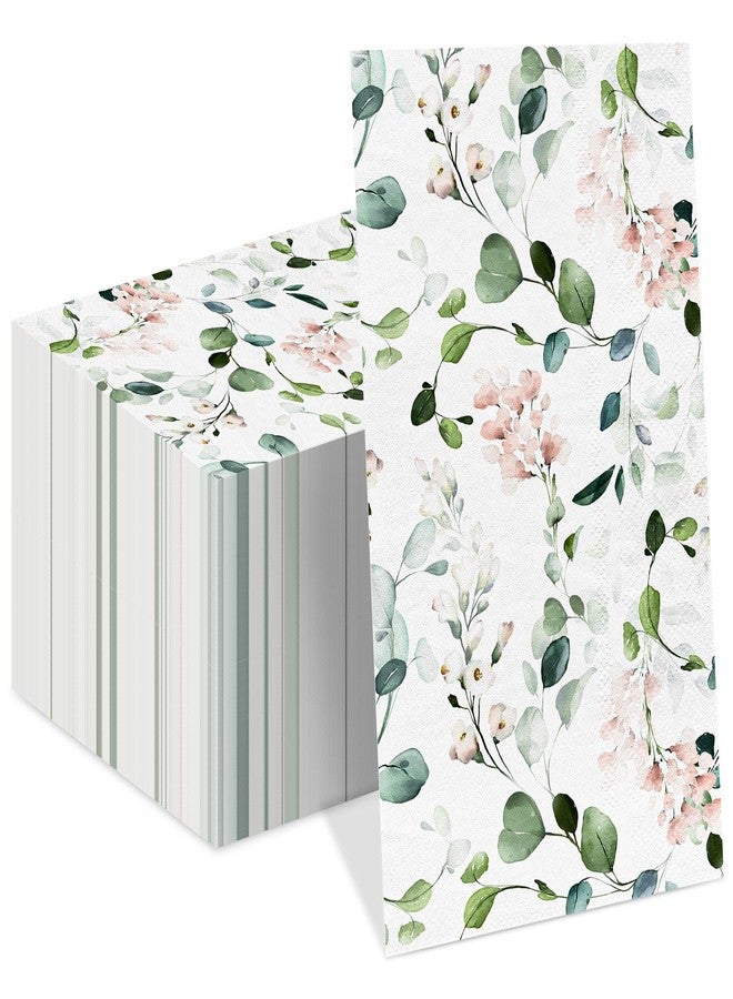 JarThenaAMCS 80Pcs Eucalyptus Guest Napkins Disposable Paper Spring Floral Greenery Dinner Hand Napkin for Kitchen Bathroom Wedding Bridal Baby Shower Birthday Party Supplies - Image 1